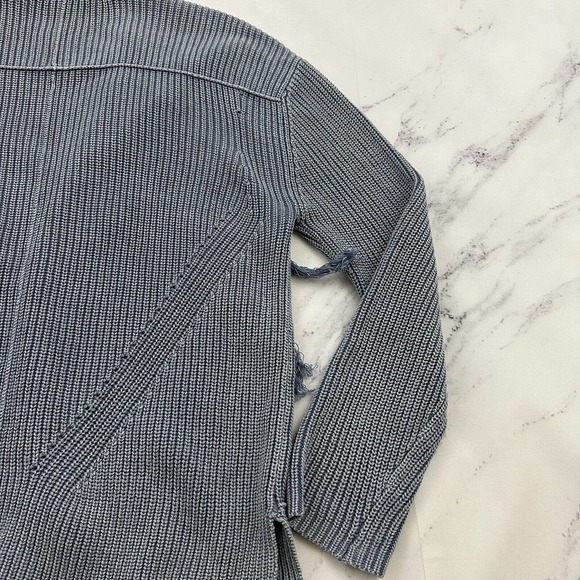 Sundance Open Front Cardigan Sweater Size S Light Blue Fringe Trim Chunky - Picture 10 of 12